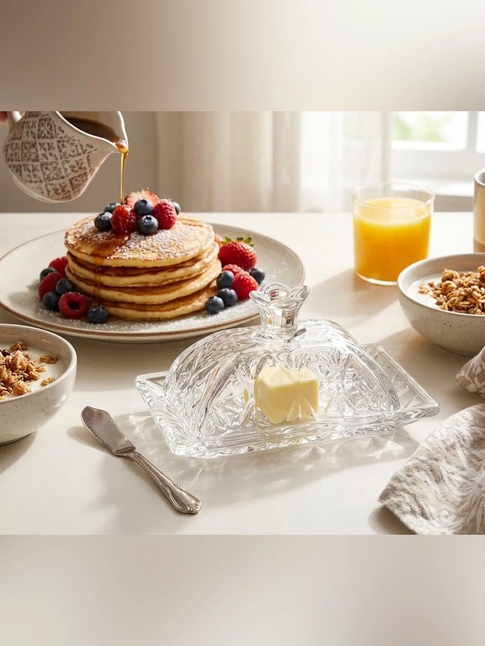 Elegant Vintage-inspired Clear Glass Butter Dish by Italo Homes